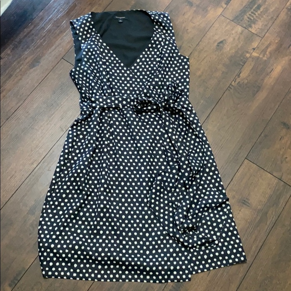 Black & Creme Spotted Banana Republic Wrap Dress
